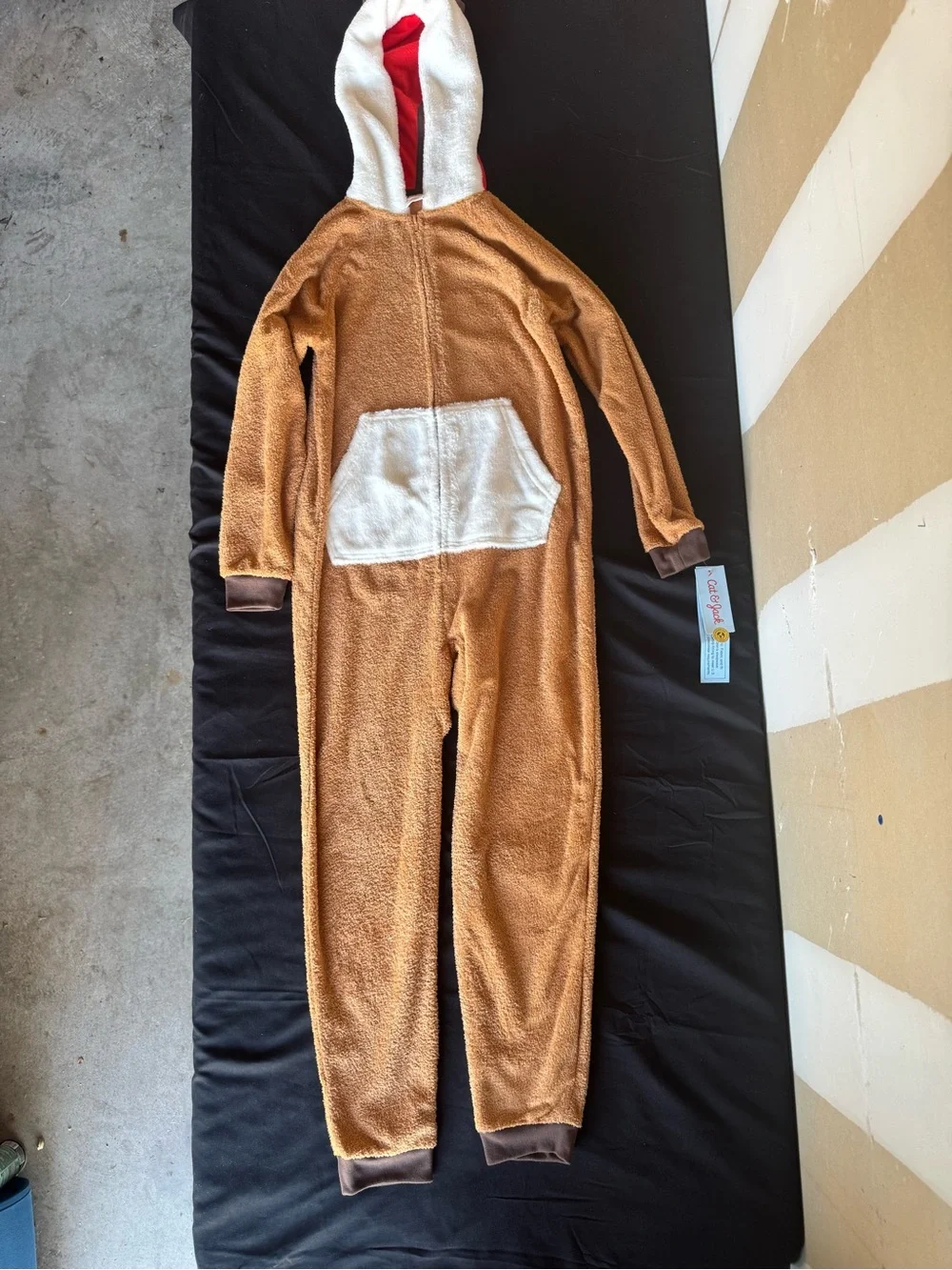 NWT Cat & Jack Kids Reindeer Fleece Hooded One Piece Sleeper Size XL (14)